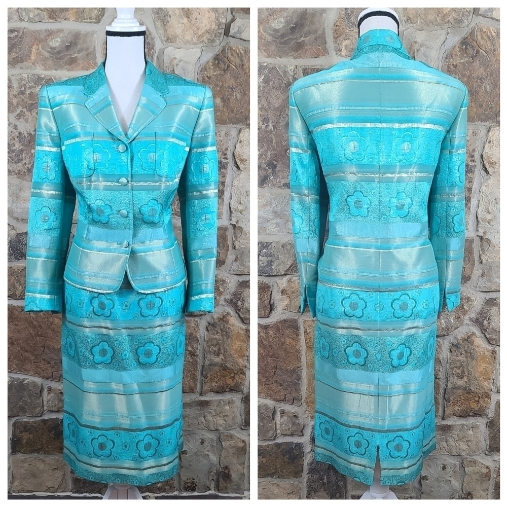 Rena Lange 14 Floral Skirt Suit Set